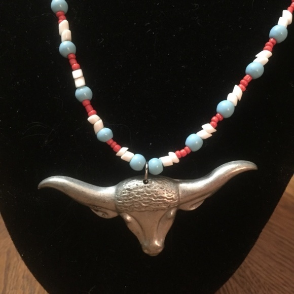 Handmade Western Longhorn necklace 20" - Picture 2 of 3